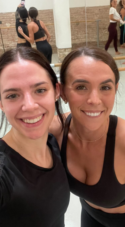 Picture of Fit by Coach Kel with a community member during an in person class 