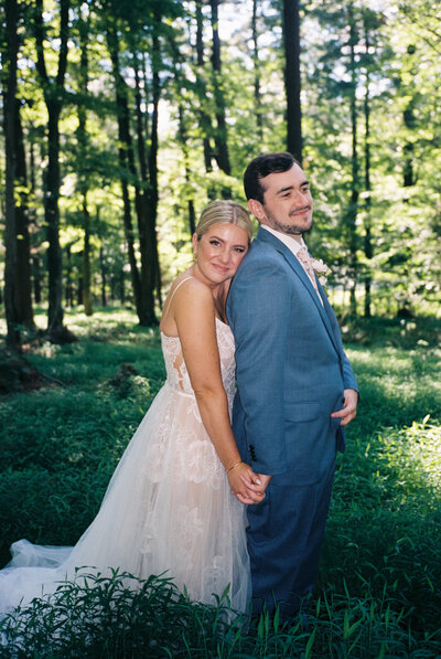 Bride and Groom in the woods