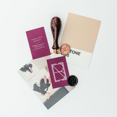 Business cards and wax seal for luxury brand design