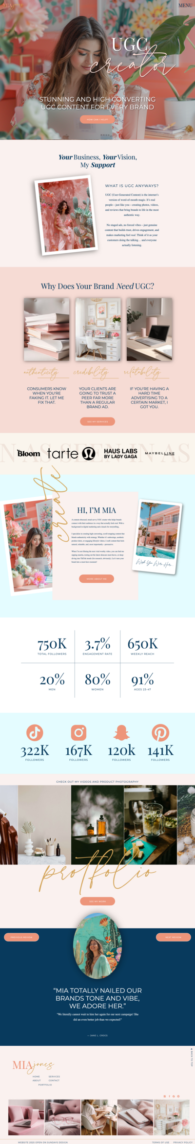 long screenshot of a website that the designer made
