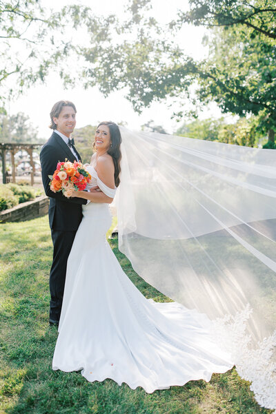 Bride and groom veil portrait minnesota