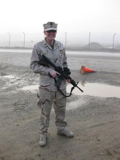 Navy Veteran and Photographer Kelly Eskelsen in Uniform in Afghanistan.