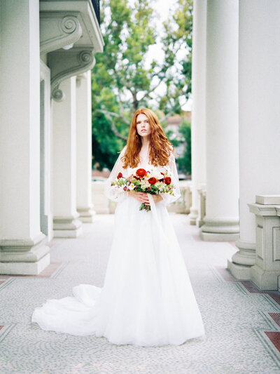 portrait of redhead bride