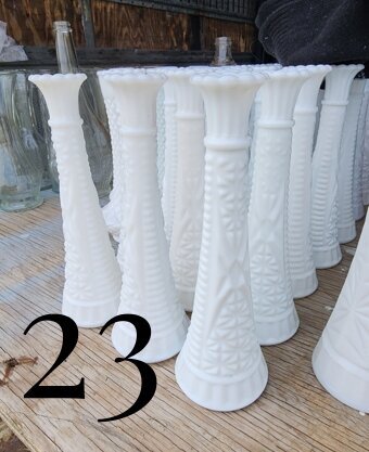 23 milk glass vases