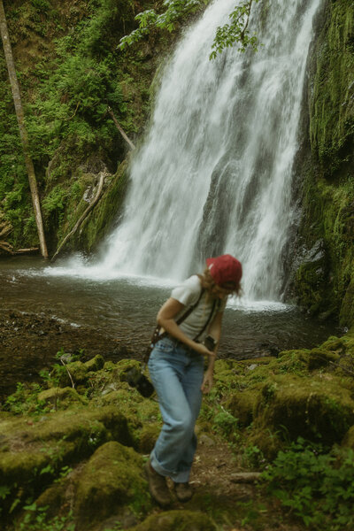 woman hold a film camera