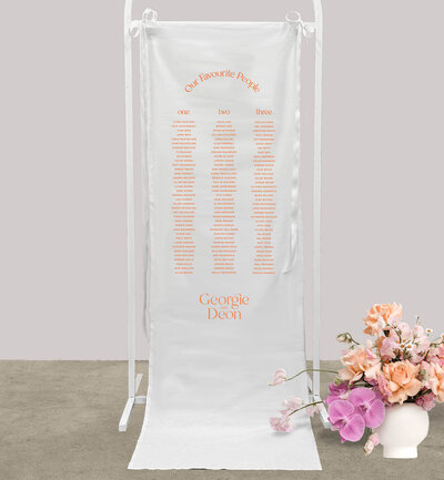 Big Love linen seating chart for your wedding printed by State of Elliott