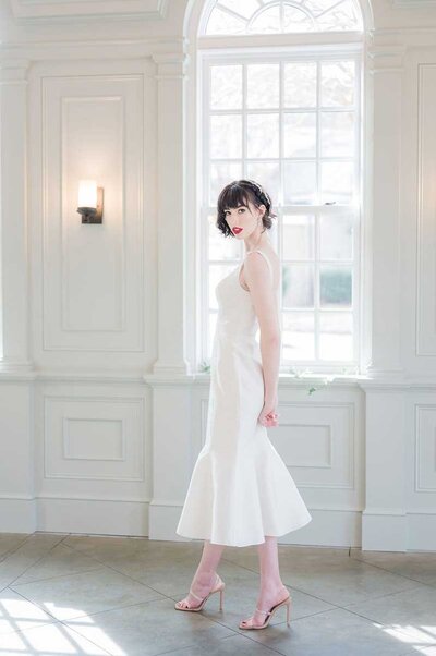 midi fit and flare wedding dress - Edith Elan bridal designer, South Carolina
