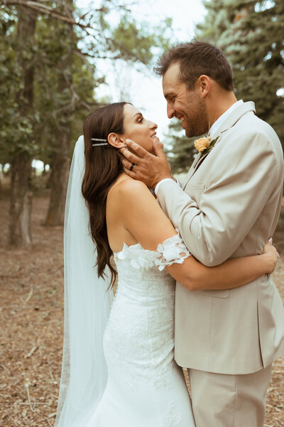 bride and groom sharing an intimate moment