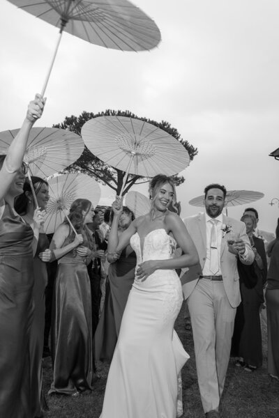 Bride and bridesmaid on wedding day
