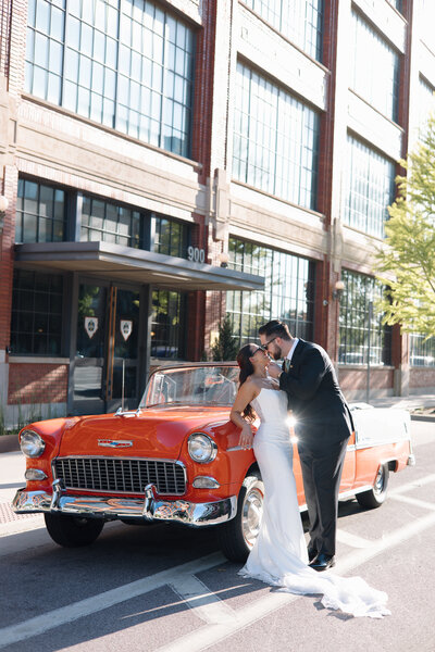 wedding dress hanging from second floor railing in front of the house