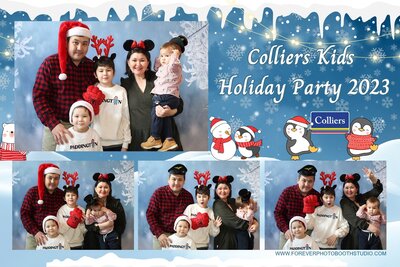 Family christmas picture using a holiday photo booth template