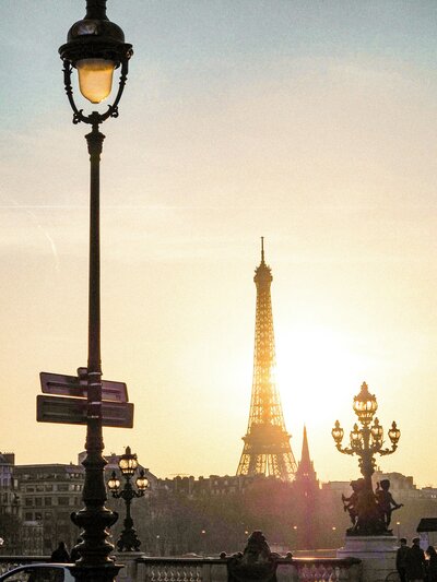 iffel Tower in Paris, France at sunset