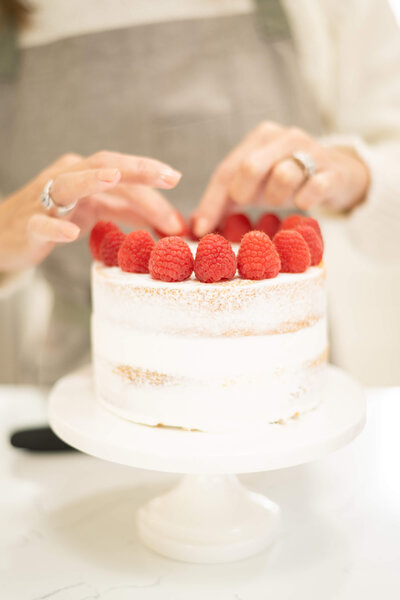 virtual zoom cooking classes with dessert raspberry naked cake
