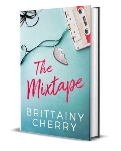 man with beard wearing a white shirt looks down on the cover of the air he breathes by romance author brittainy cherry