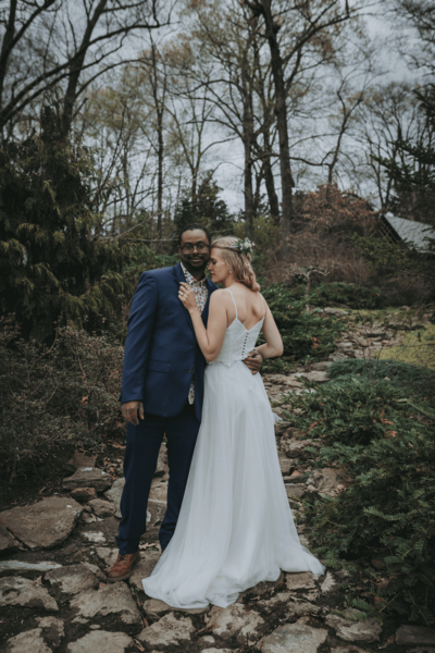 Beautiful bi-racial couple  during their post-elopement session