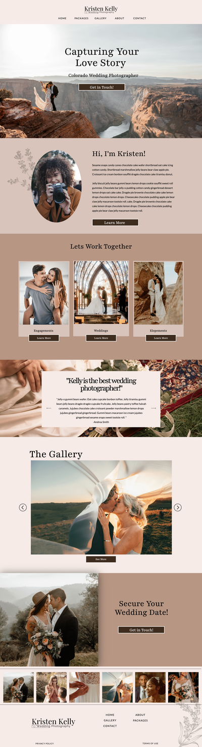 screenshot of the homepage of the moon drop website template after changing colors and images