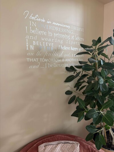 Wall sign in the studio