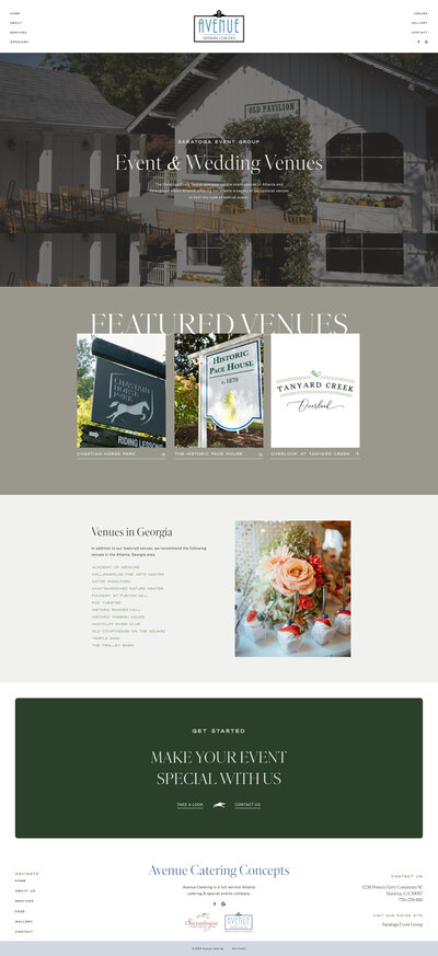 Avenue Catering Showit Website by Salt and Spruce Creative-Wedding Venues