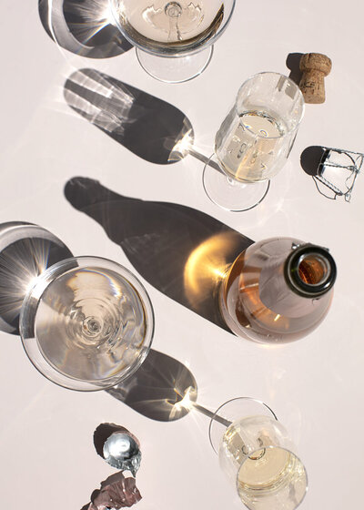 Close-up of Bar on 3 drink setup and styling details
