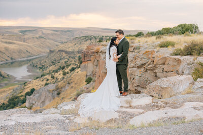 Rexburg Wedding Couple in the Sunlight in Rexburg Idaho