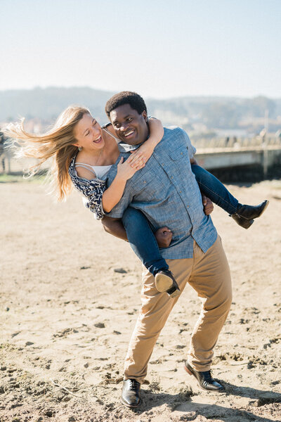 engaged couple at cannon beach elopement