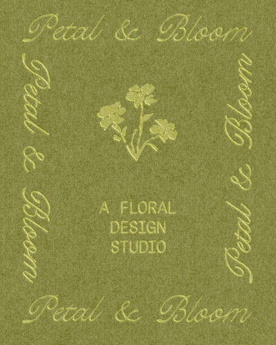 a business card design on a green background