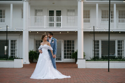 newlyweds take beautiful photos after wedding at adams estate