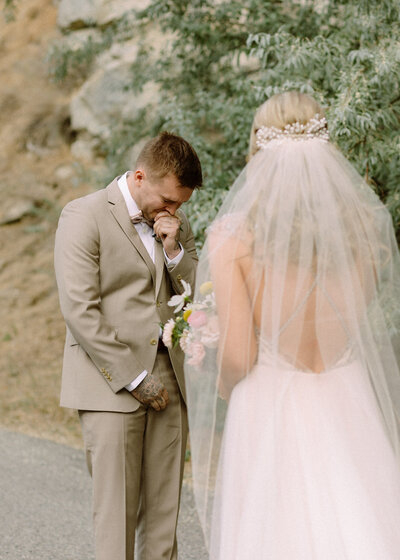 emotional wedding first look at god's mountain estate