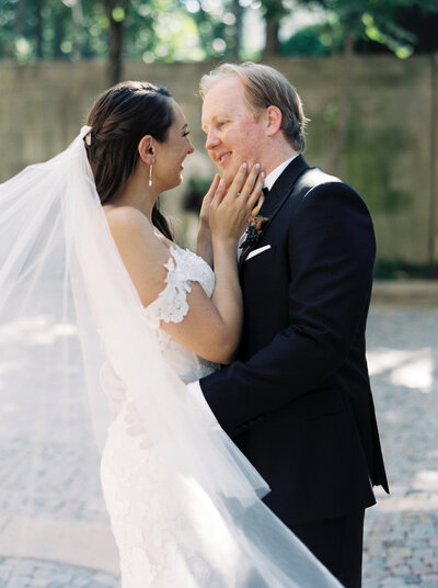A sweet wedding moment during a classic Meridian House wedding in Washington, DC.