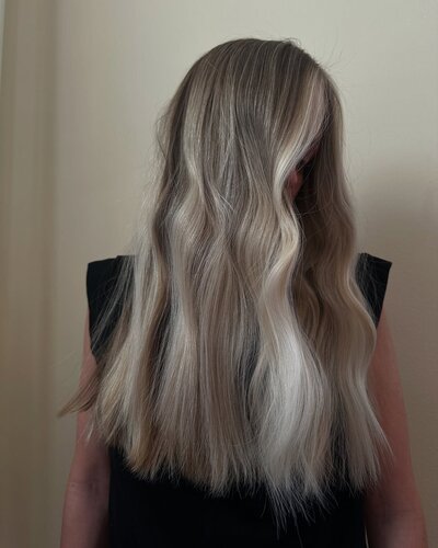 bright warm blonde with long hair 