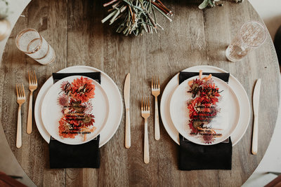 acrylic wedding menus at a table setting