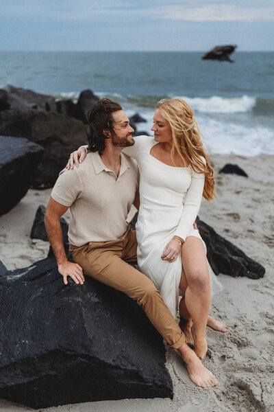 Boho bride and groom portrait during their elegant Philadelphia wedding