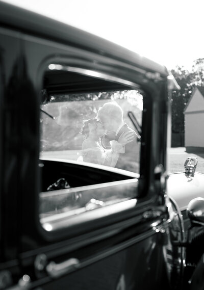 bride and groom looking at each other