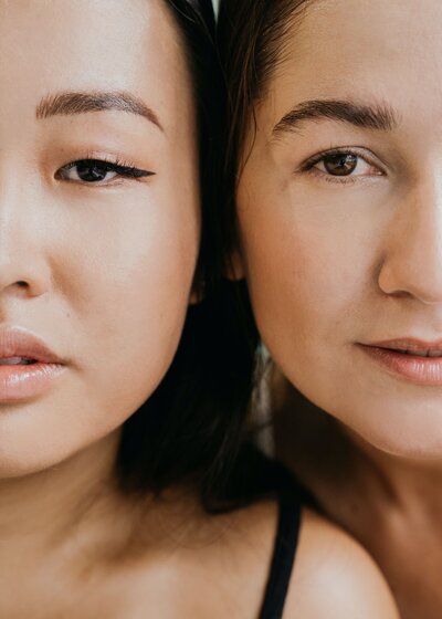 2 women showing their eye lashes