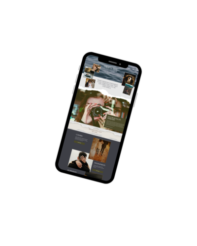 Iphone with a photographers page pulled up, created for a moody and dramatic vibe from first and third designs