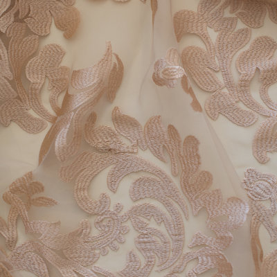 34 - Champagne Floral Embroidered Overlay