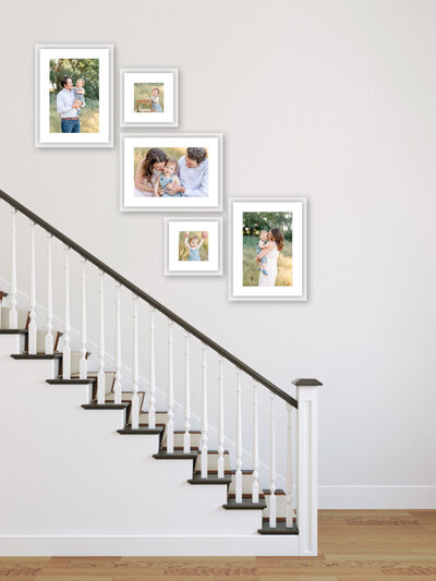 Collage of five frame on stairway