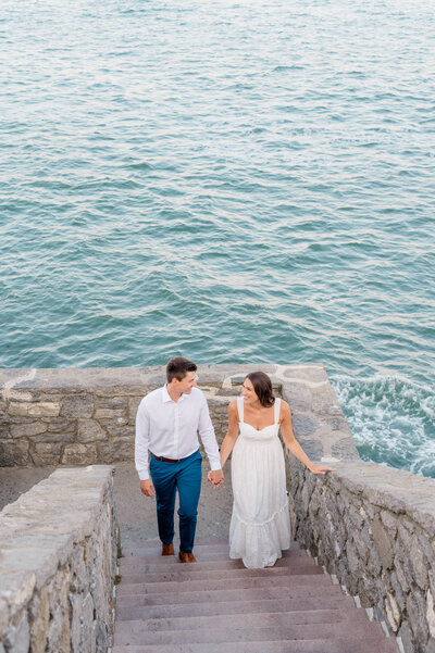 Newport engagement session couple smiling