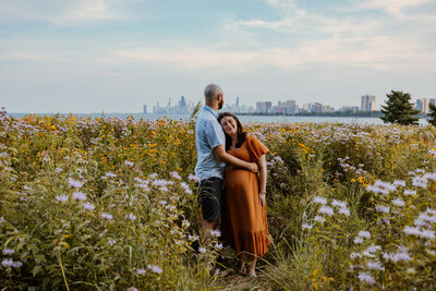 Maternity session at Montrose Point Bird Sanctuary in Chicago, IL