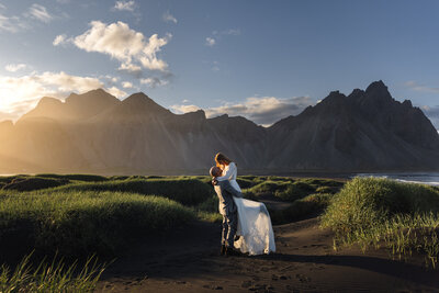 couple standing on the cliffs in colorado taken by Minnesota wedding photographer Marcus Hanenburg Photography