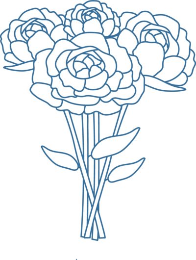 Blue illustration of flower bouquet