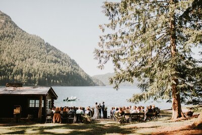Wedding ceremony on the shores of Lake Crescent