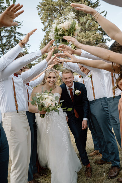 Bride and groom with their bridal party