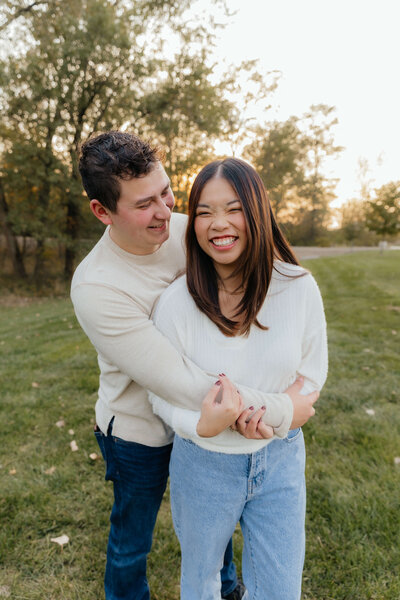 Ohio couples photography for playful, romantic engagements with natural light and genuine connection