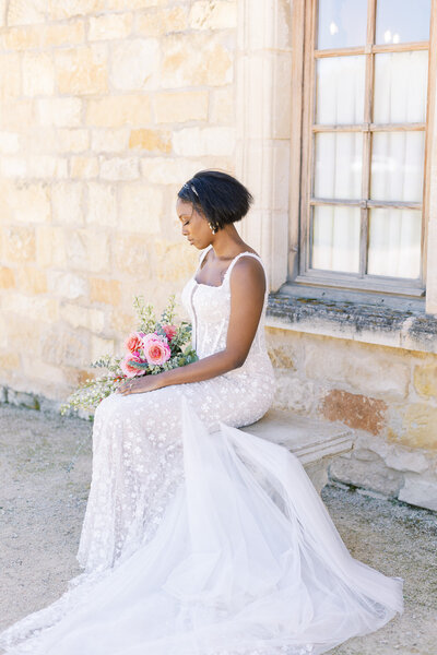 Wedding and Elopement Photography, cake display table with floral arrangement