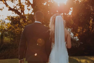 Bride and groom portraits during golden hour at the Worthington for Events, a wedding venue in Bradenton, Florida by Angela Moon Photography. 