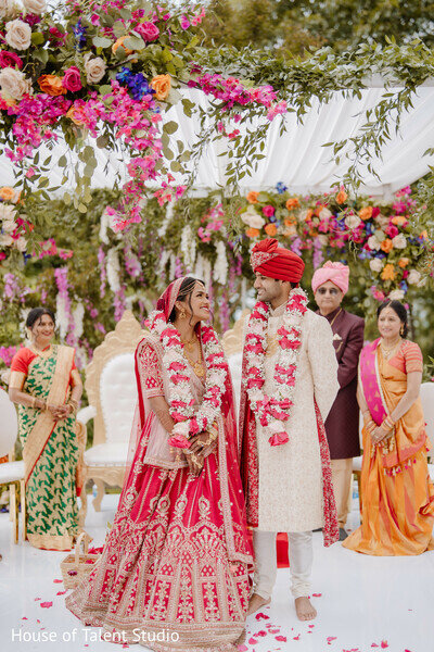 Bride and groom Indian wedding ceremony