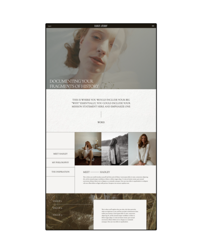 Hadley Showit Template About Page