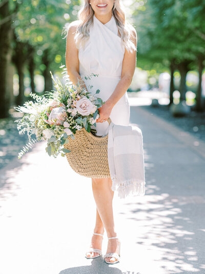Bride and groom walk up memorial steps at their DC wedding