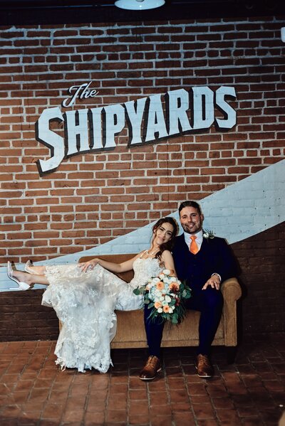 wedding couple pose at The Shipyards Lorain, Ohio Wedding_284